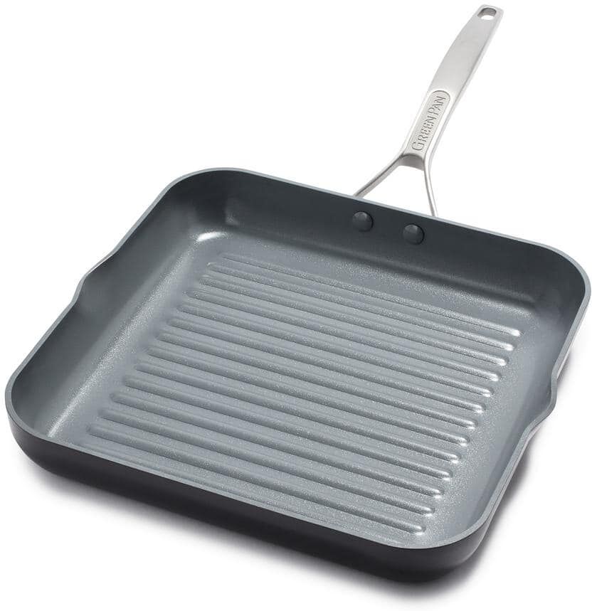 GreenPan Paris Pro 11 in. Aluminum Non Stick Ceramic Square Frying Pan Grill Pan