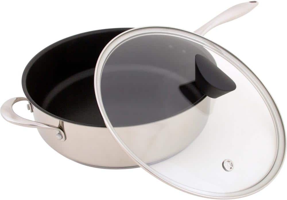 Earth Pan ETERNA 5.3 qt. Stainless Steel Nonstick Sauce Pan with Glass Lid