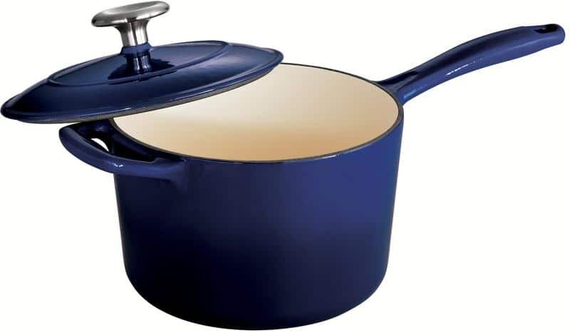 Tramontina Gourmet 2.5 qt. Enameled Cast Iron Sauce Pan in Gradated Cobalt with Lid