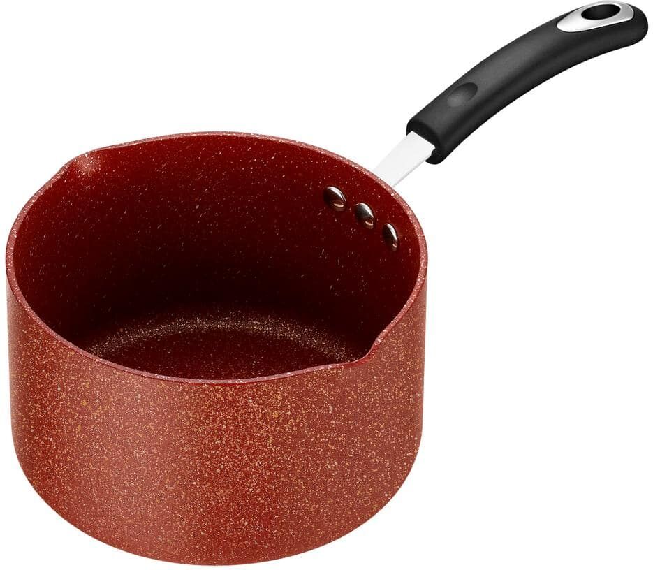 Ozeri All-In-One Stone 3.2 qt. Aluminum Ceramic Nonstick Saucepan and Cooking Pot in Red Clay