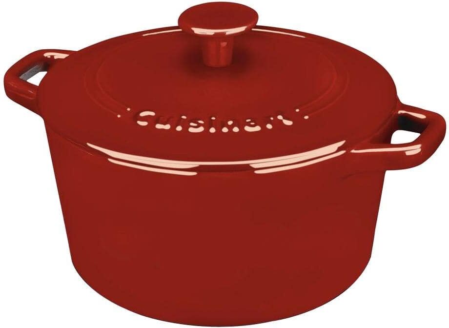 Cuisinart Chef's Classic 3 qt. Oval Cast Iron Dutch Oven in Cardinal Red with Lid