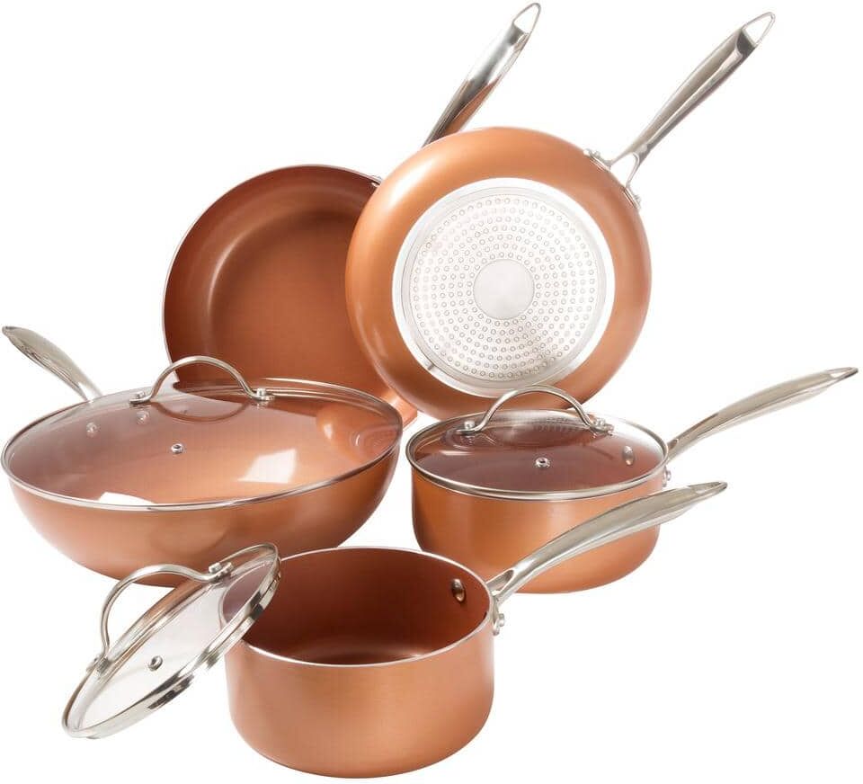 Classic Cuisine 8-Piece Copper Nonstick Ceramic Coated Alimi-Shield Cookware Set