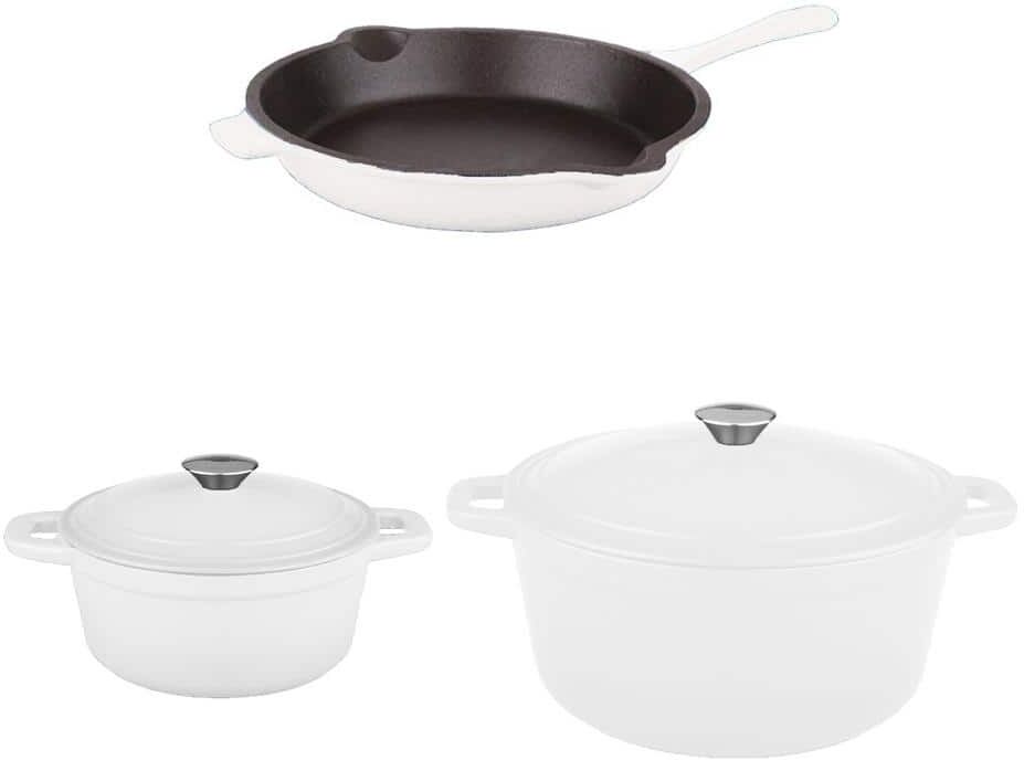 BergHOFF Neo 5-Piece Cast Iron Cookware Set in White