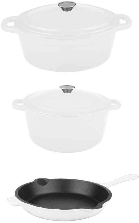 BergHOFF Neo 5-Piece Cast Iron Cookware Set in White