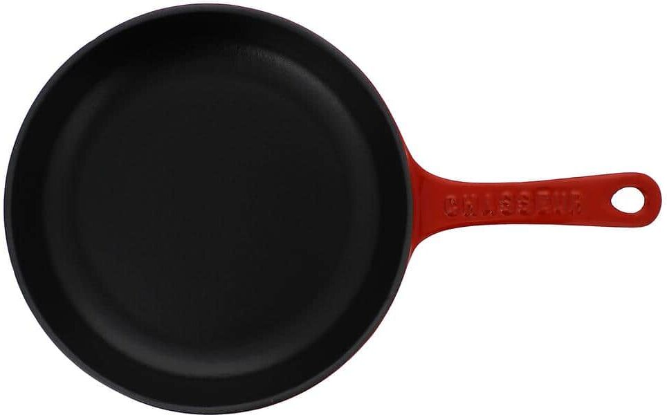 Chasseur French Enameled 8 in. Cast Iron Frying Pan in Red