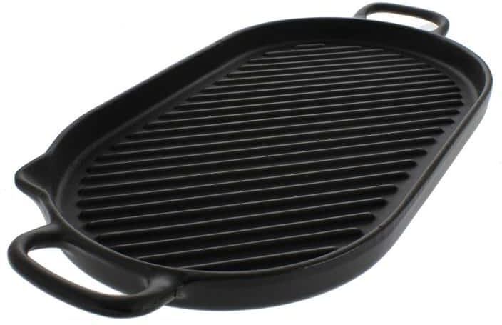 Chasseur French Enameled 8 in. Cast Iron Grill Pan in Black