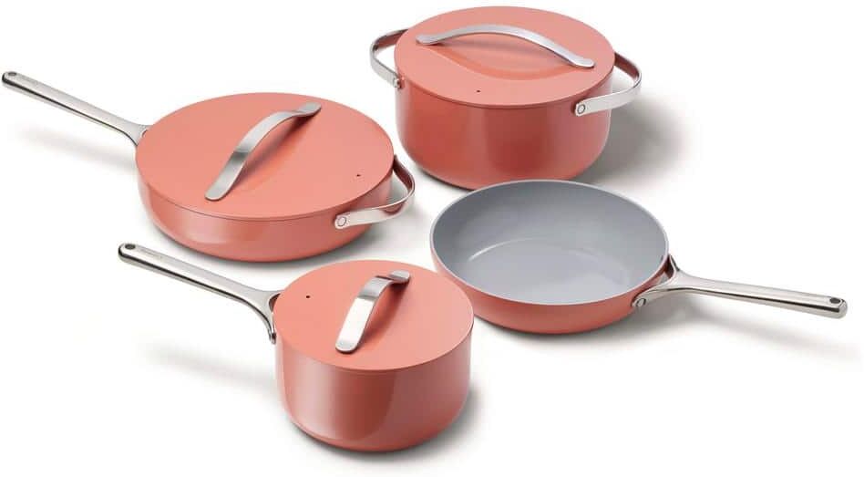 CARAWAY HOME 9-Piece Ceramic Nonstick Cookware Set in Perracotta