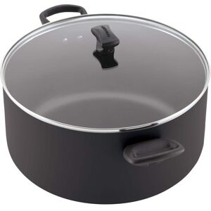 Farberware Dishwasher Safe 10.5 qt. Aluminum Nonstick Stock Pot in Black with Glass Lid