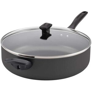 Farberware Dishwasher Safe 12 in. Aluminum Nonstick Skillet in Black with Glass Lid