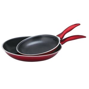 Brentwood 2-Piece Red Nonstick Aluminum Frying Pan Set includes 9 in. and 11 in.