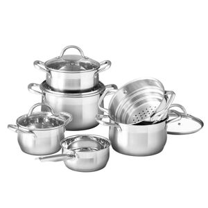 BERGNER 10-Piece Nonstick Stainless Steel Cookware Set with Lids, Silver