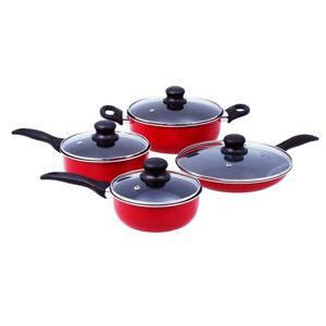 LEXI HOME 8-Piece Thermal Conducting Aluminum Non-Stick Cookware Set with Lids in Red, Red/Black