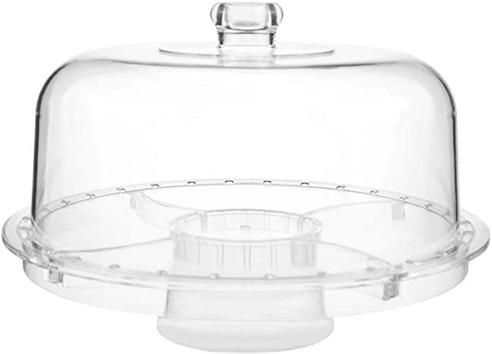 LEXI HOME 1-Tier Clear Acrylic Cake Stand Multi-Functional 6 in 1 Serving Stand