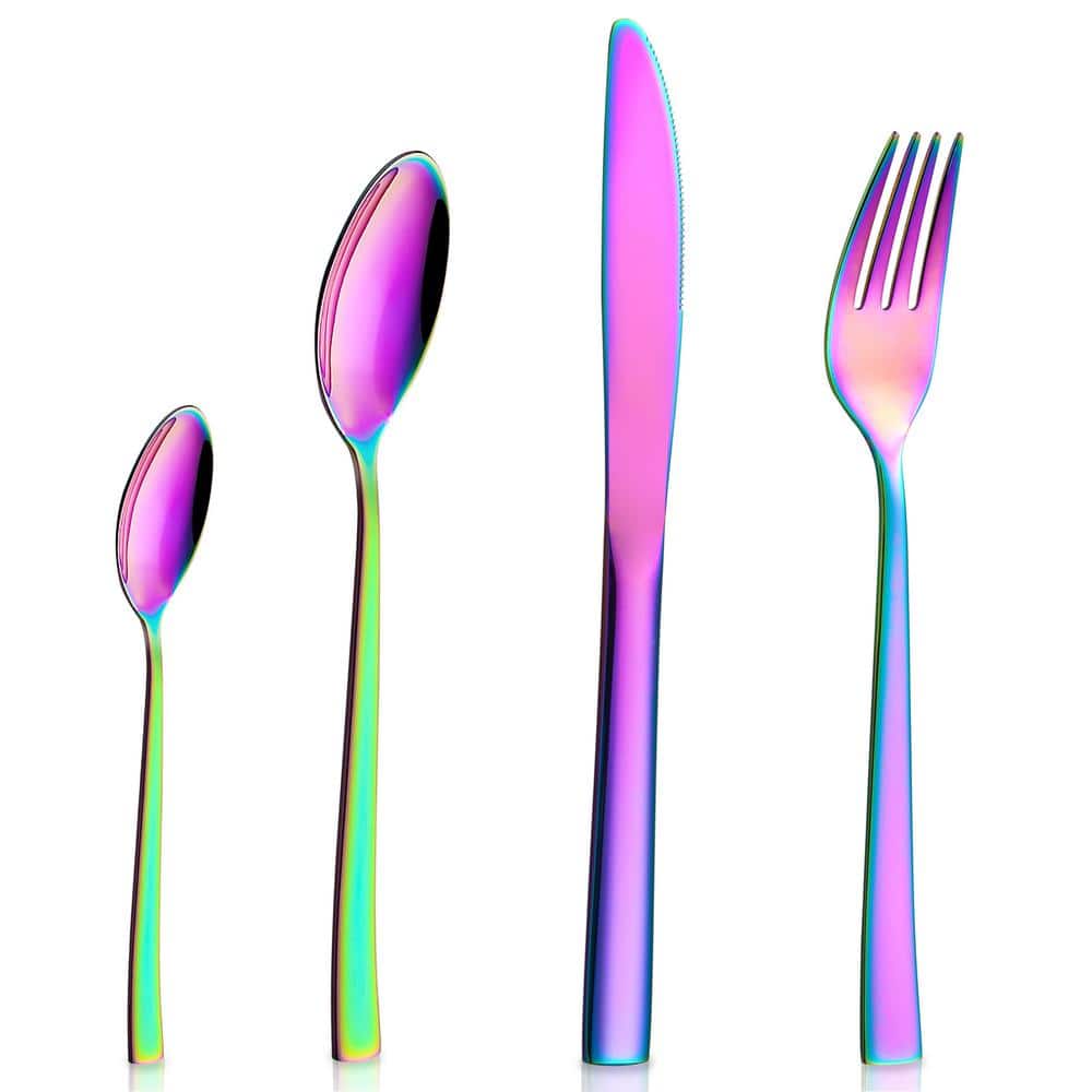 Velaze 24-Piece 18/8 Colorful Stainless Steel Flatware Set Knife Fork Spoon Set (Service for 6)