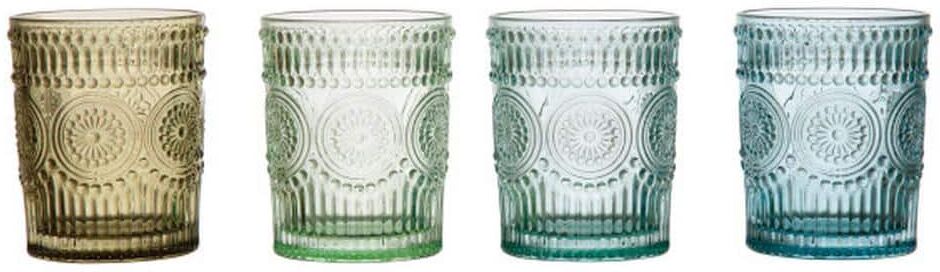 Storied Home 12 oz. Embossed Drinking Glass (Set of 4)