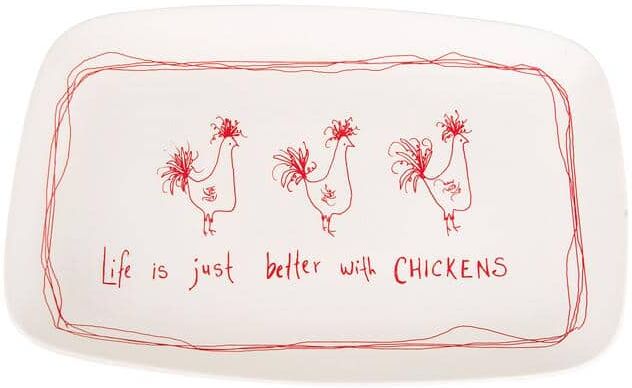 Storied Home Life is Just Better with Chickens Stoneware Platter