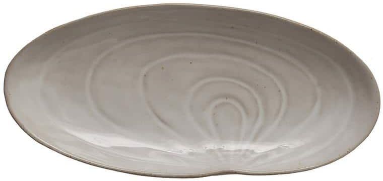 Storied Home 10.25 in. White Stoneware Shell Razor Clam Shape Platter (Set of 8)