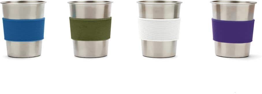 RED ROVER Stainless Steel Cups 10 oz. White, Blue, Green, Purple (Set of 4)