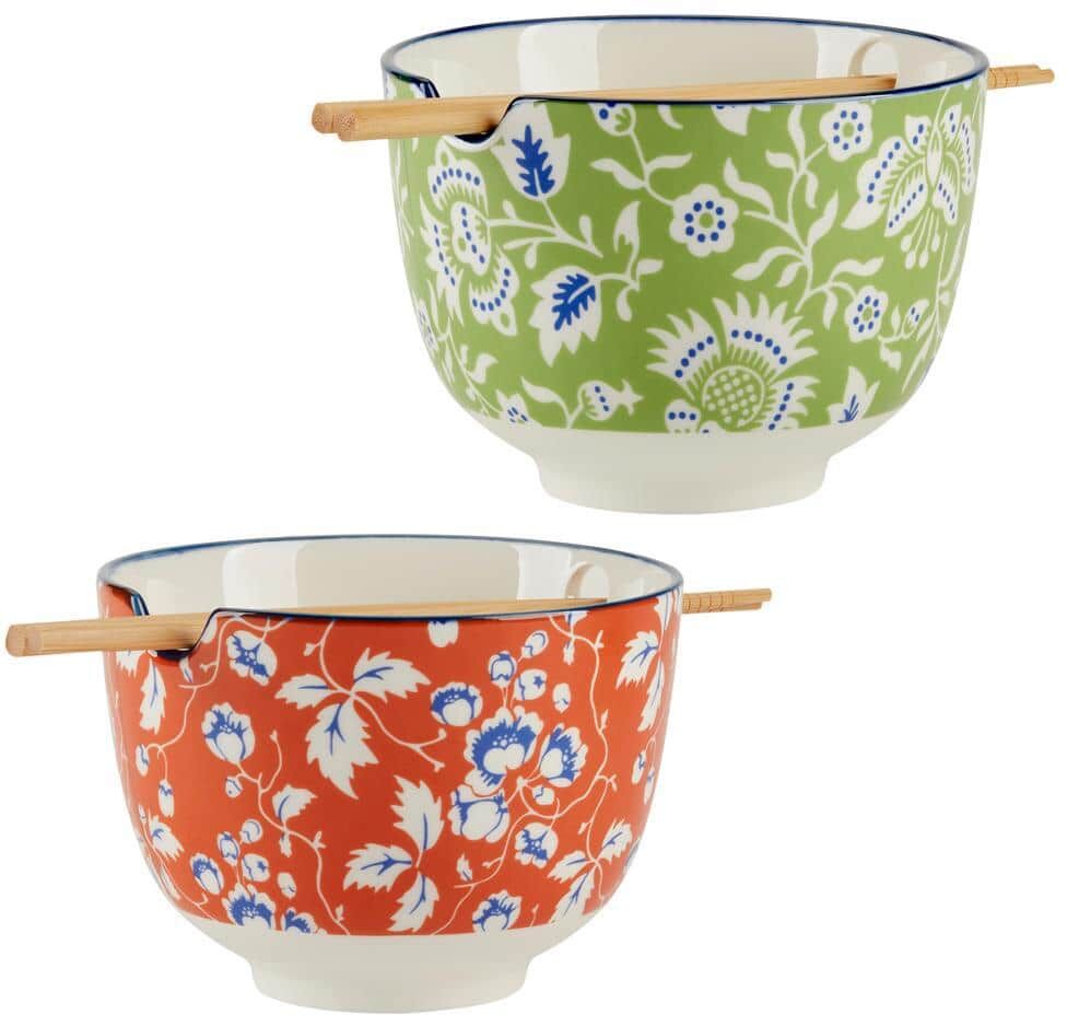 Certified International Panache 24.92 fl. oz. Multi-Colored Porcelain Ramen Soup Bowls (Set of 2)