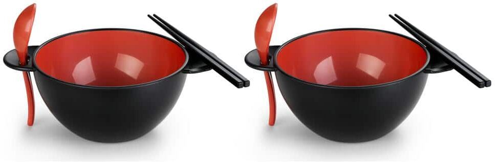 Ozeri Black and Red Earth Ramen Bowl 6-Piece Set