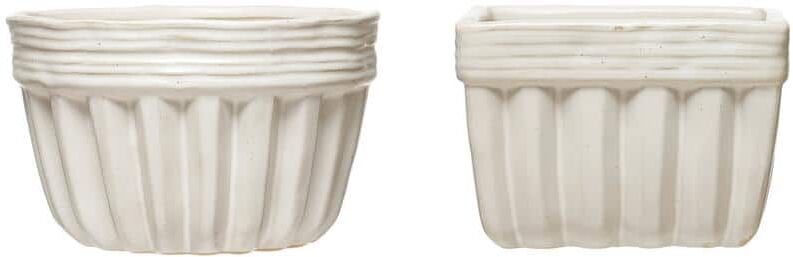 Storied Home 5.25 in. 31 fl. Oz. Reactive Glaze White Stoneware Serving Bowls (Set of 2)