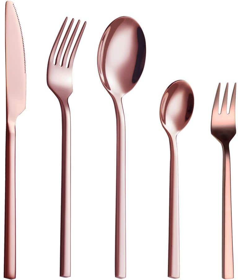 Velaze 30-Piece 18/8 Rose Gold Flatware Set Stainless Steel Eating Utensils Set Knife Fork Spoon Set (Service for 6)