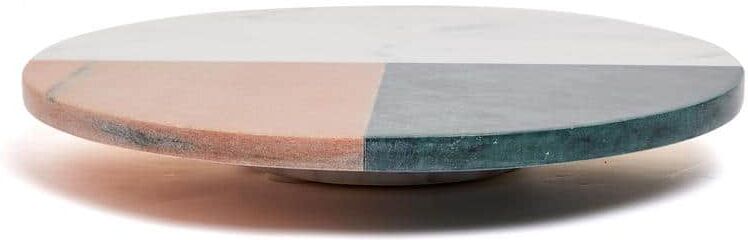 LEXI HOME Marble Collection Single Tier Multi-colored Marble Cake Stand