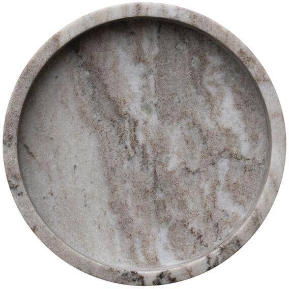 Storied Home 8 in. 16.9 fl. oz. Beige Marble Serving Bowl Dish (Set of 1)