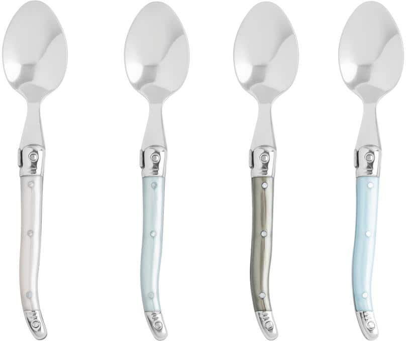 French Home Laguiole Coffee Spoons, Set of 4 - 18/0 Stainless-Steel with Mother of Pearl Handles