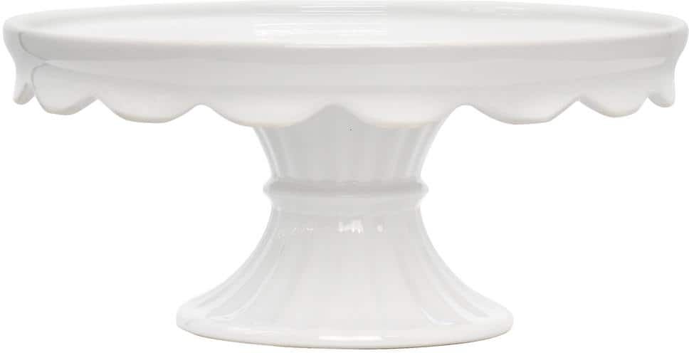 Laurie Gates 12.2 in. 1-Tier White Round Stoneware Footed Cake Stand