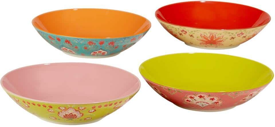 Certified International Francesca Soup Bowls 44 fl.oz Assorted Colors Earthenware Bowls (Set of 4)