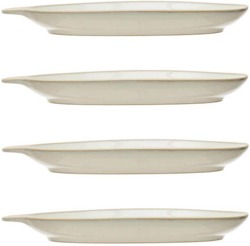 Storied Home 11 in. White Stoneware Oval Platter (Set of 4)