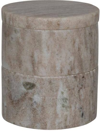 Storied Home 16 .9 oz. Beige Stackable Marble Pinch Pot Condiment Servers with Lid (Set of 2)