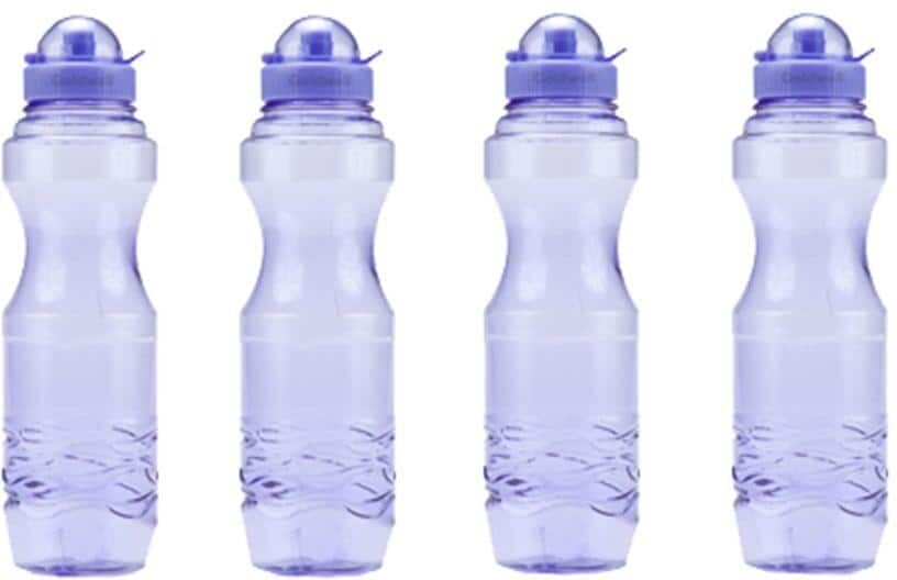 ORE International H80 34 oz. BPA Free Sports Water Bottle in Purple, 4-Piece Family Pack