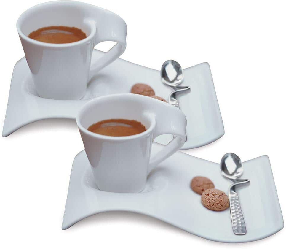 Villeroy & Boch New Wave Caffe White 2.5 oz. Espresso for 2 (6-Piece Set)