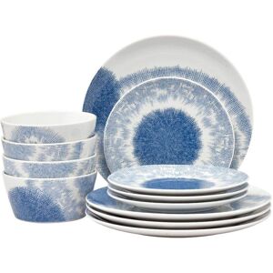 Noritake Aozora Blue/White Porcelain 12-Piece Dinnerware Set (Service for 4)