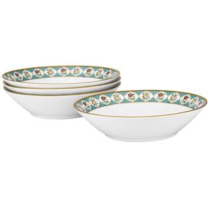 Noritake Lodi's Morning 7.5 in., 20 fl. oz. (White and Blue) Porcelain Soup Bowls, (Set of 4)