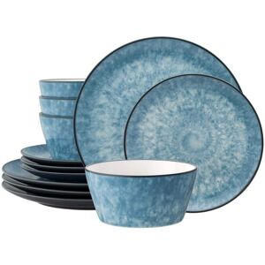 Noritake ColorKraft Essence Azurite (Blue) Stoneware 12-Piece Dinnerware Set (Service for 4)