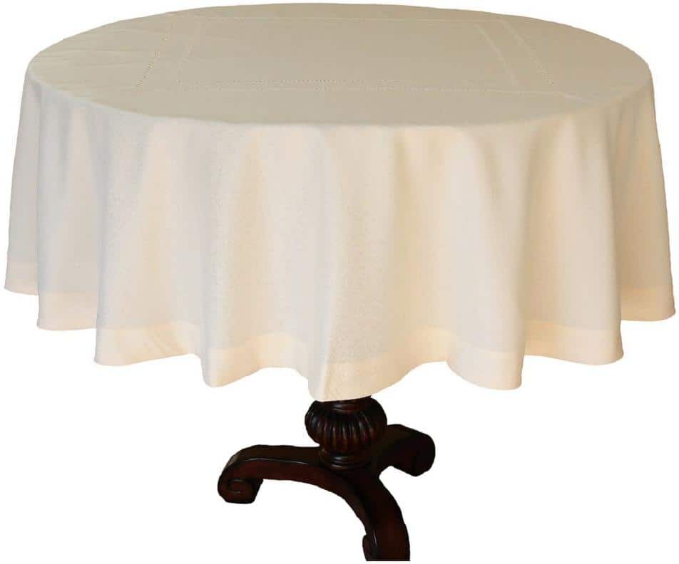 Xia Home Fashions 70 in. Handmade Double Hemstitch Easy Care Round Tablecloth in Ivory