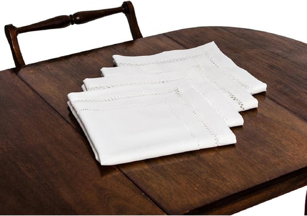 Xia Home Fashions 20 in. x 20 in. Handmade Double Hemstitch Easy Care Napkin in White (4-Set)