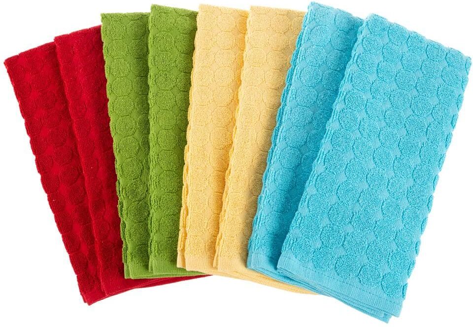 Lavish Home Multi-Color Circle Pattern Weave Cotton Kitchen Towel Set (8-Pieces)