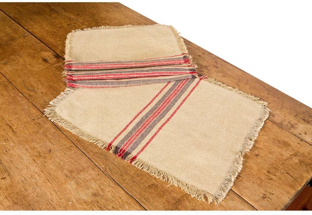 Xia Home Fashions 14 in. x 20 in. Natural Linen Stripe Placemats (Set of 4)