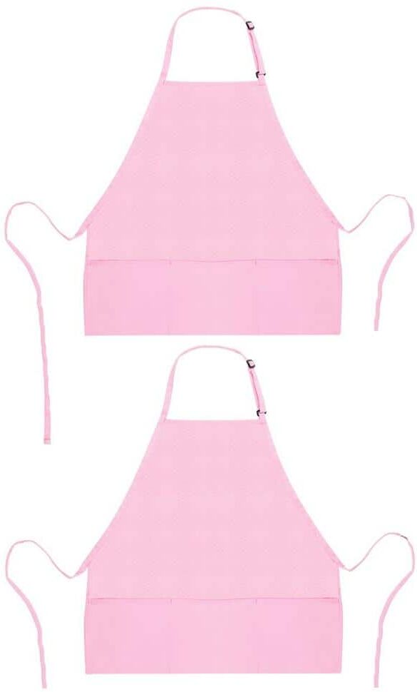 Angel Sar 3 Pockets Adjustable Bib Apron Chef Cooking Aprons for Women Men, Pink (2-Piece)