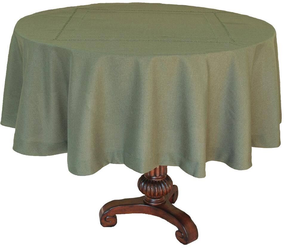 Xia Home Fashions 70 in. Handmade Double Hemstitch Easy Care Round Tablecloth in Pine