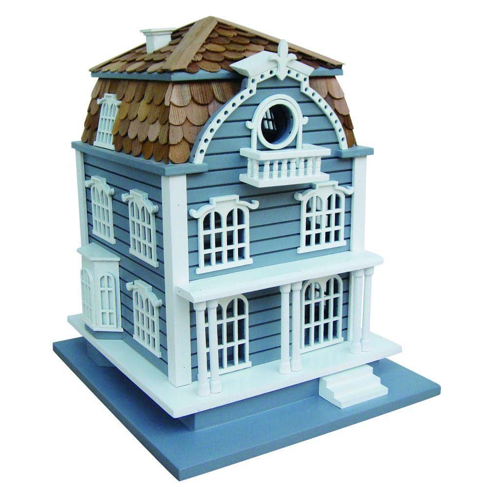 Home Bazaar Blue with Mansard Roof Sag Harbor Birdhouse