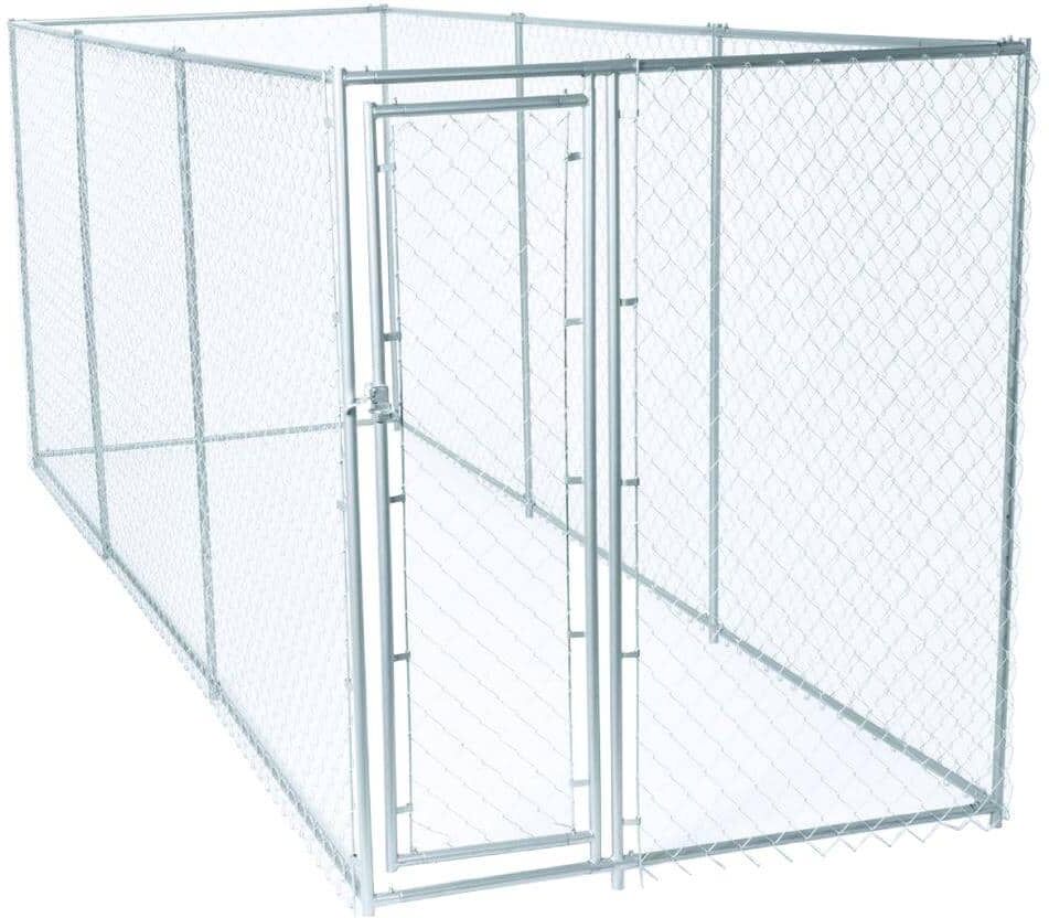 Lucky Dog 6 ft. H x 5 ft. W x 15 ft. L or 6 ft. H x 10 ft. W x 10 ft. L - 2 in 1 Galvanized Chain Link Dog Kennel PC Frame Box Kit