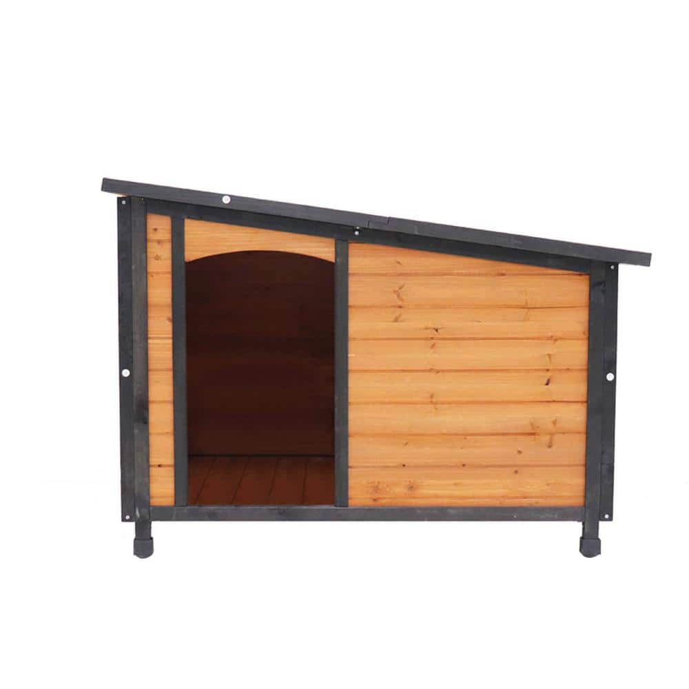 maocao hoom 46 in. Dog House Outdoor and Indoor Heated Wooden Dog Kennel with PVC waterproof roof