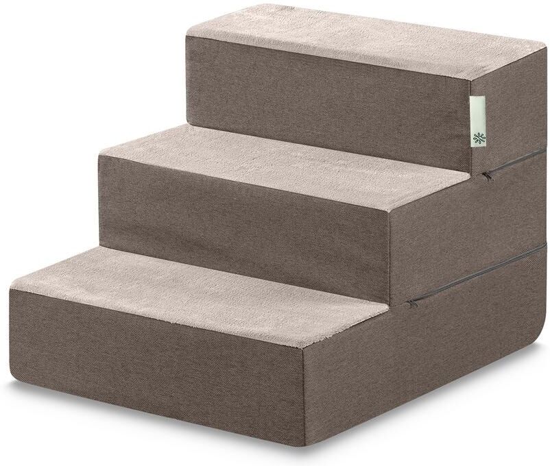 Zinus Sand 15 in. Small Foam 3 of Steps Pet Stairs