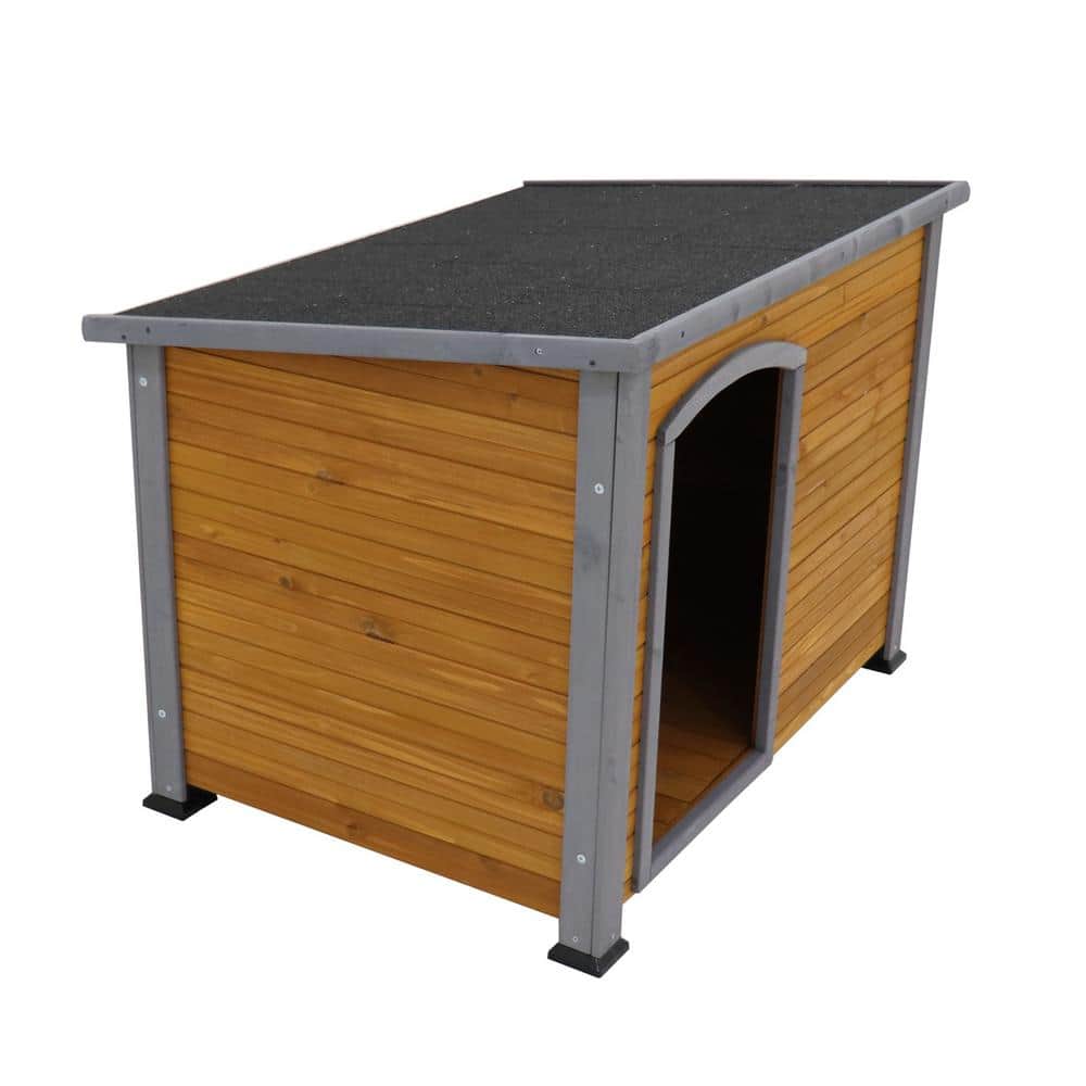 Foobrues Dog House Outdoor and Indoor Heated Wooden Dog Kennel for Winter with Raised Feet Weatherproof for Medium to Large Dogs