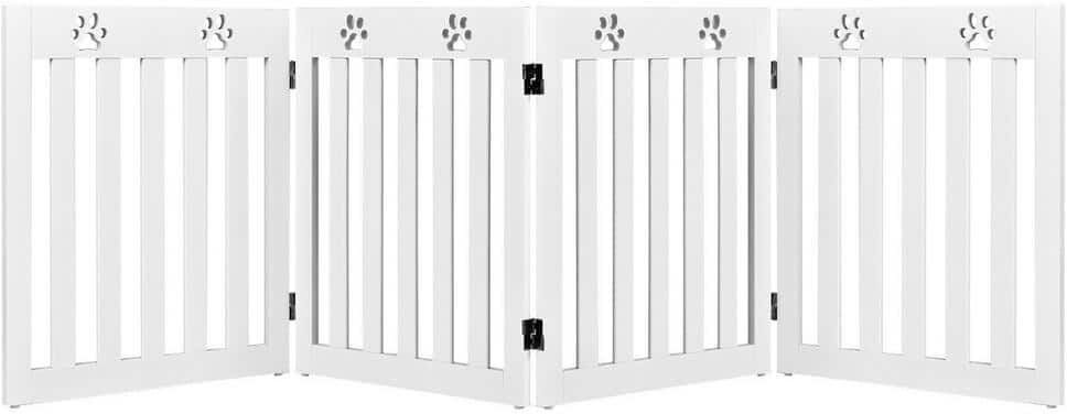 ANGELES HOME 24 in. x 19.5 in. MDF Folding Freestanding Pet Gate Dog Gate with 360° Hinge-White